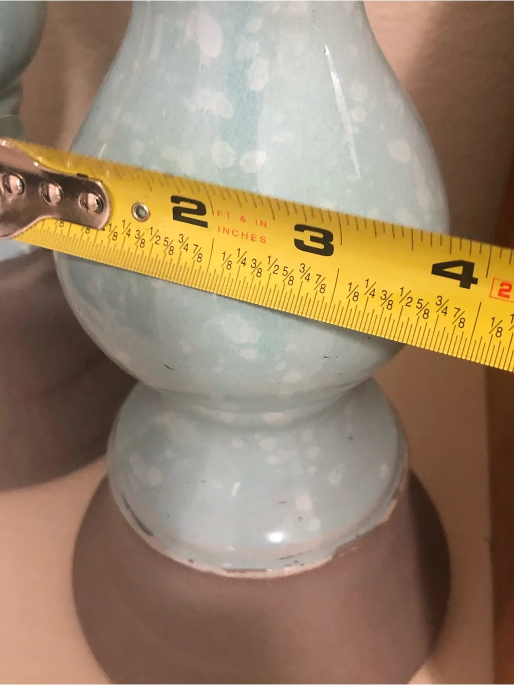 Pier 1 Aqua Ceramic Candlestick Holder. 13.5”